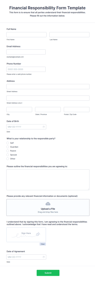 Financial Responsibility Form Template