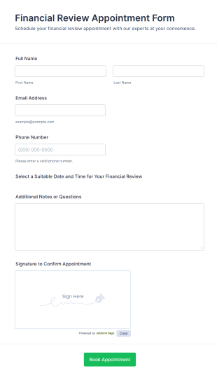 Financial Review Appointment Form Template