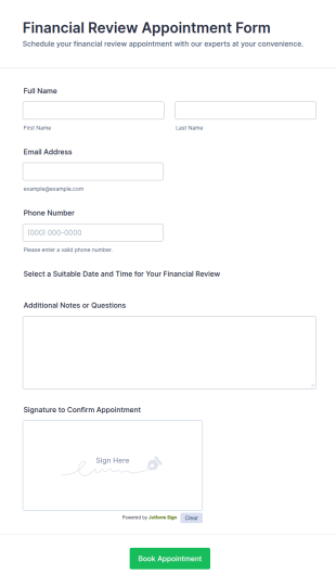 Financial Review Appointment Form Template