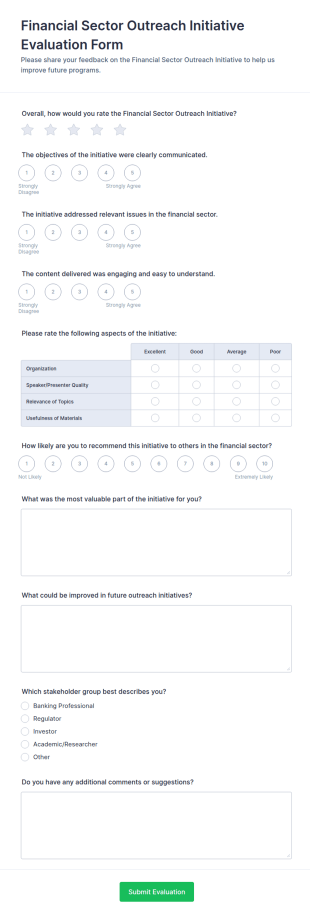 Financial Sector Outreach Initiative Evaluation Form Template