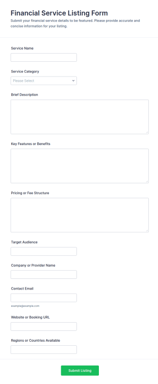 Financial Service Listing Form Template