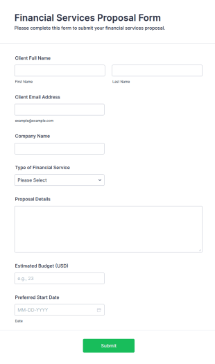 Financial Services Proposal Form Template