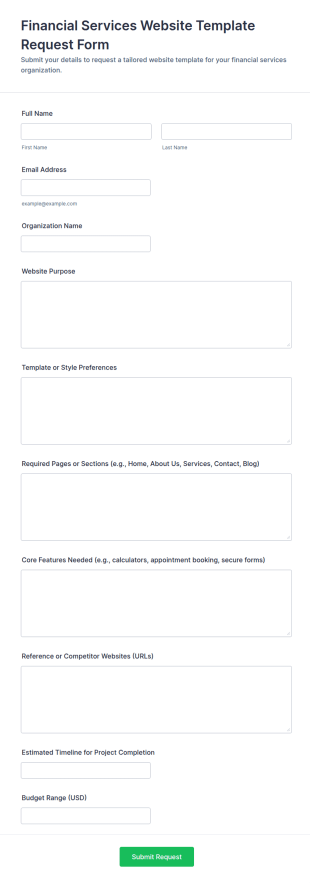 Financial Services Website Template Request Form