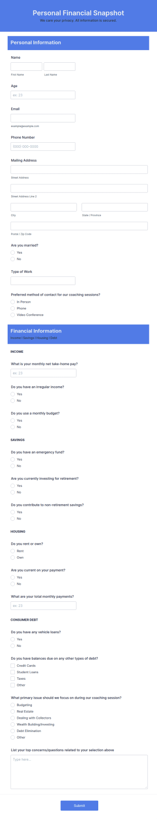 Financial Snapshot Template