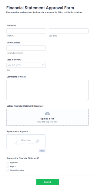 Financial Statement Approval Form Template