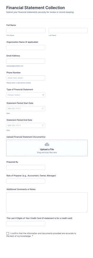 Financial Statement Collection Form Template