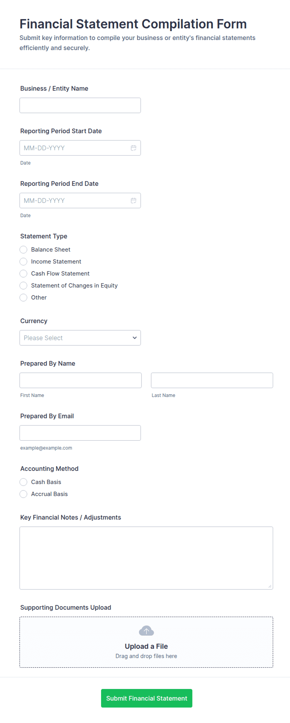 Financial Statement Compilation Form Template | Jotform