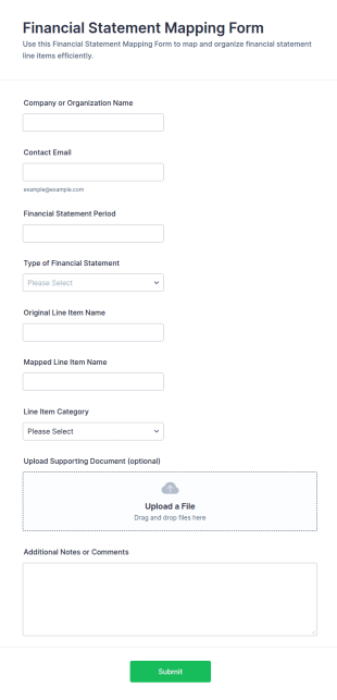 Financial Statement Mapping Form Template