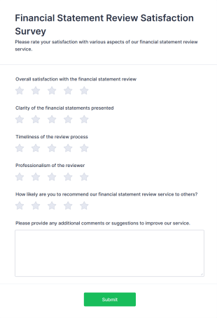 Financial Statement Review Satisfaction Survey Form Template