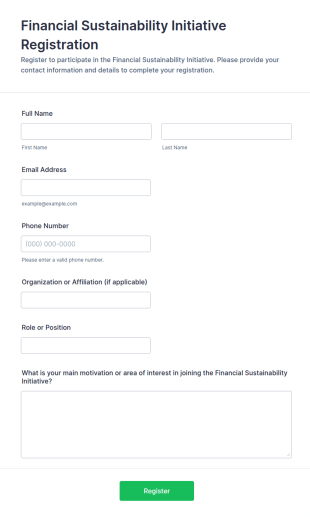 Financial Sustainability Initiative Registration Form Template