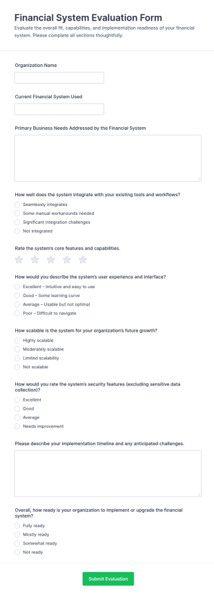 Financial System Evaluation Form Template