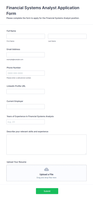 Financial Systems Analyst Application Form Form Template