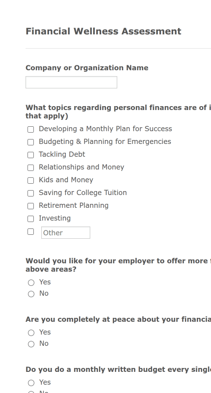 Financial Wellness Assessment