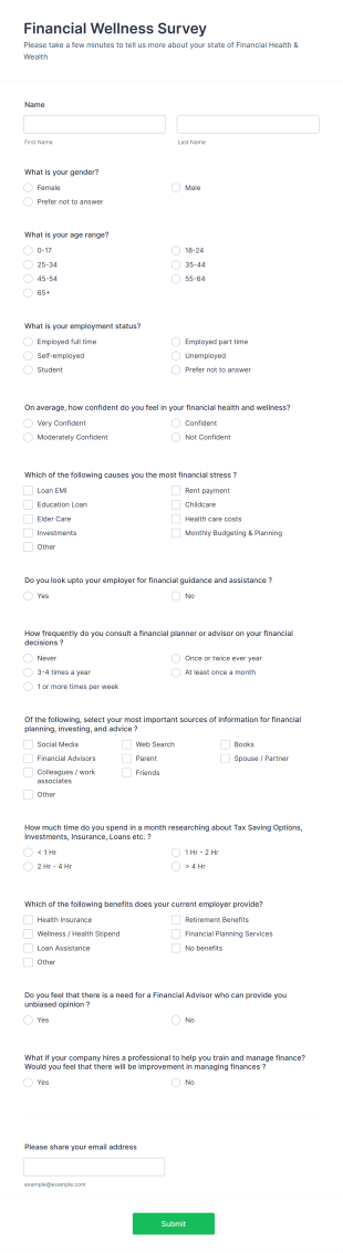 Financial Wellness Survey Form Template