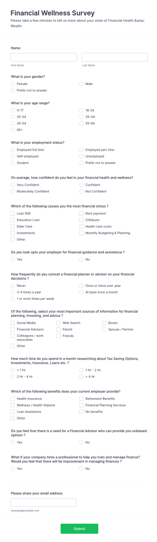Financial Wellness Survey Form Template