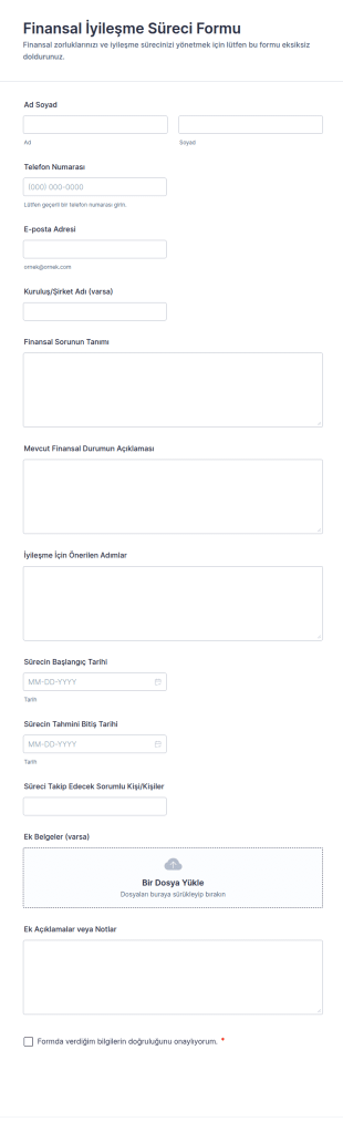Finansal İyileşme Süreci Form Şablonu