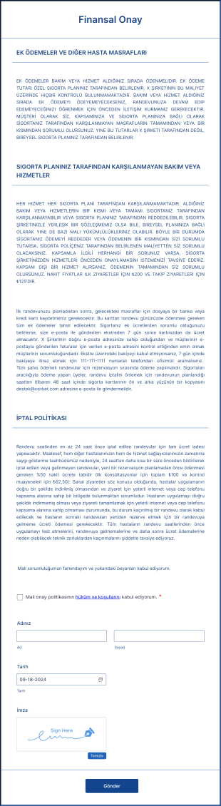 Finansal Onay Form Template