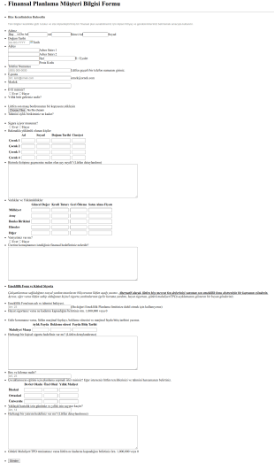 Finansal Planlama Müşteri Bilgisi Form Template