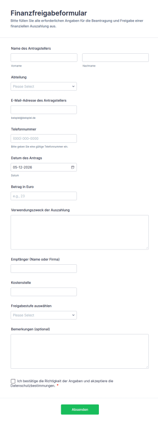 Finanzfreigabeformular