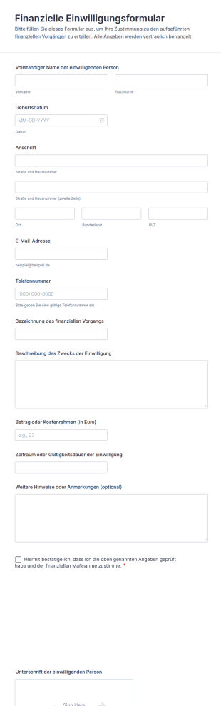 Finanzielle Einwilligungsformular