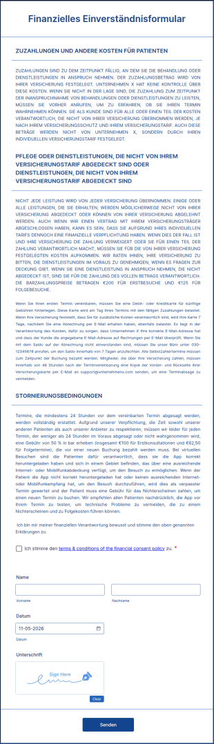 Finanzielles Einverständnisformular