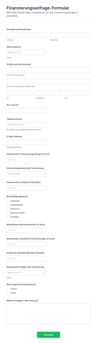 Finanzierungsanfrage Survey