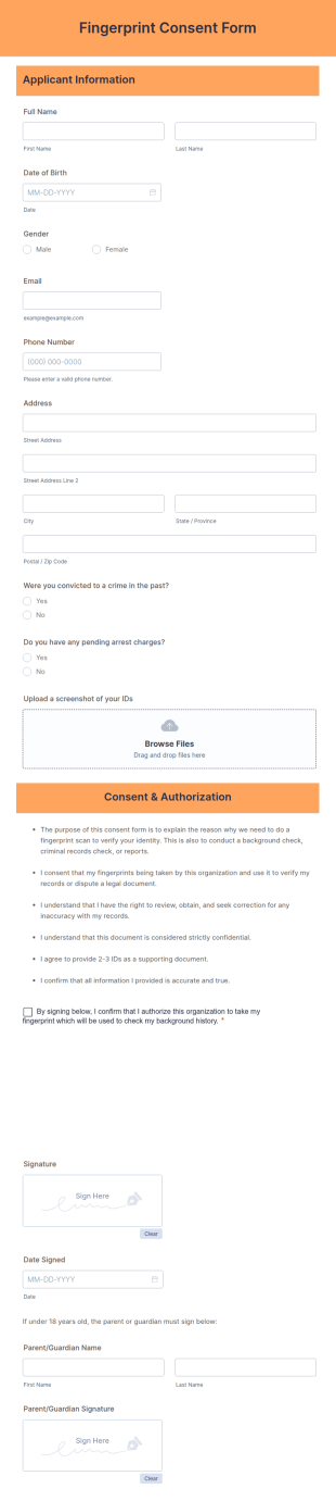 Fingerprint Consent Form Template