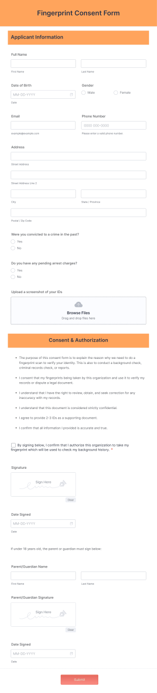 Fingerprint Consent Form Template