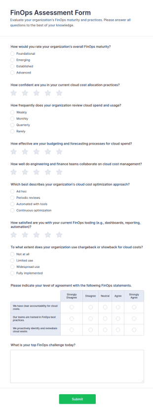 FinOps Assessment Form Template