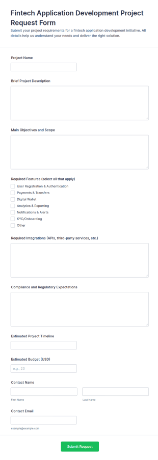 Fintech Application Development Project Request Form Template
