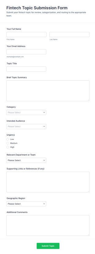 Fintech Topic Submission Form Template