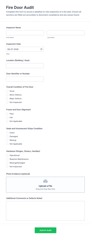 Fire Door Audit Form Template