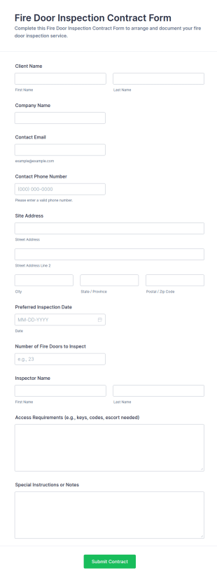 Fire Door Inspection Contract Form Template