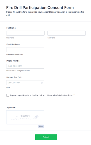 Fire Drill Participation Consent Form Template