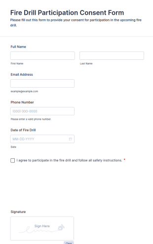 Fire Drill Participation Consent Form Template