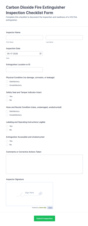 Fire Extinguisher Inspection Checklist Form Template