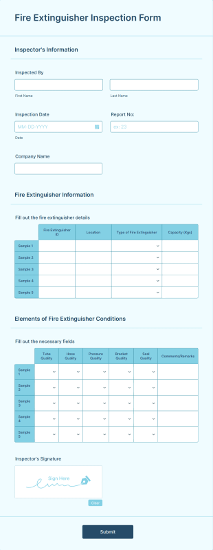 Fire Extinguisher Inspection Form Template