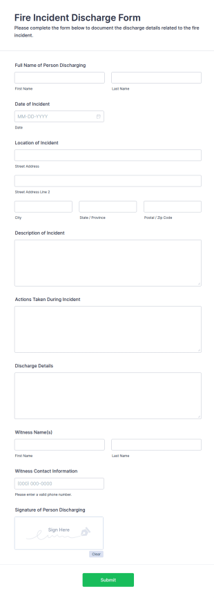 Fire Incident Discharge Form Template