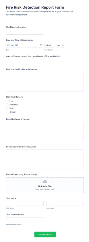 Fire Risk Detection Report Form Template
