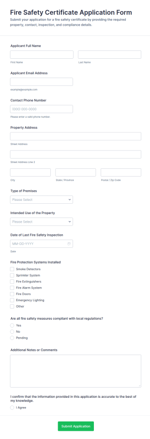 Fire Safety Certificate Application Form Template
