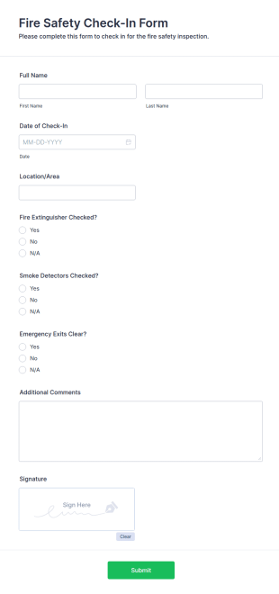 Fire Safety Check In Form Template