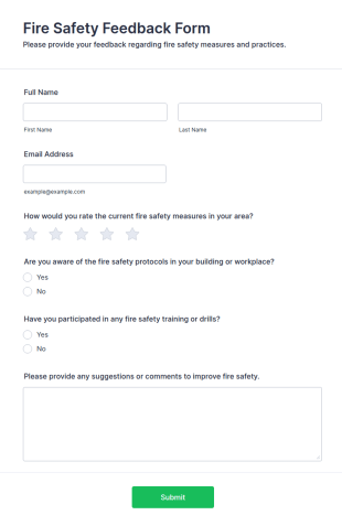 Fire Safety Feedback Form Template