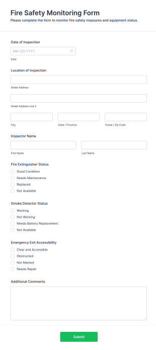 Fire Safety Monitoring Form Template