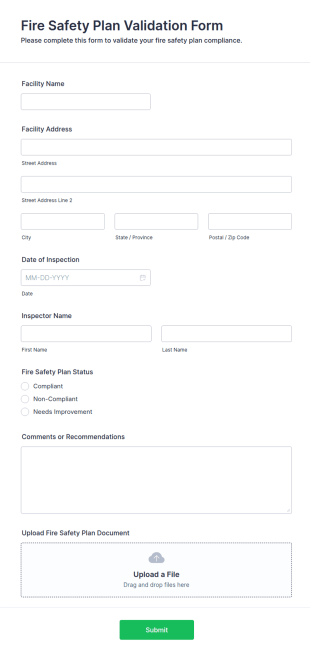 Fire Safety Plan Validation Form Template