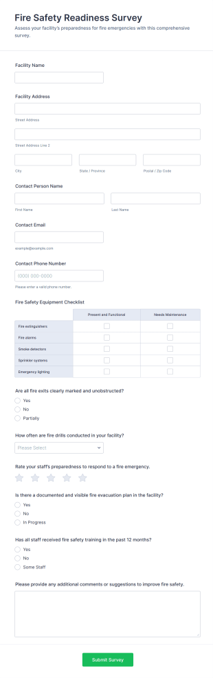 Fire Safety Readiness Survey Form Template