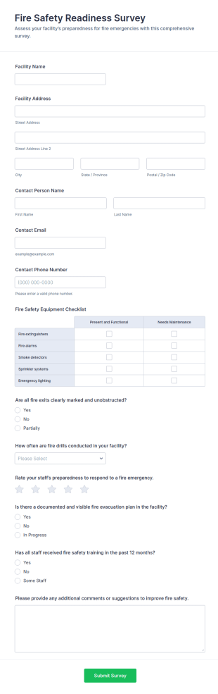 Fire Safety Readiness Survey Form Template