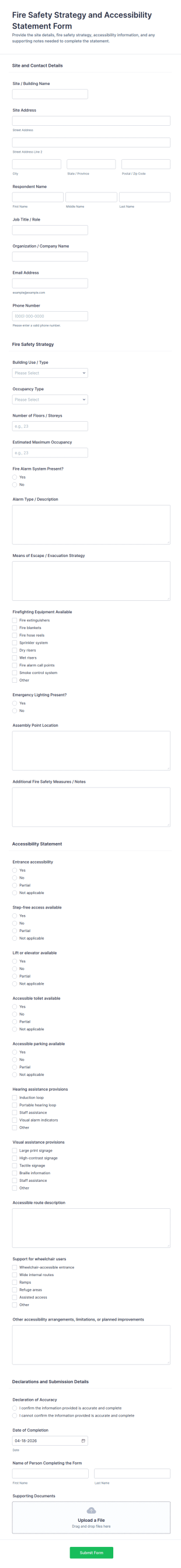 Fire Safety Strategy And Accessibility Statement Form Template