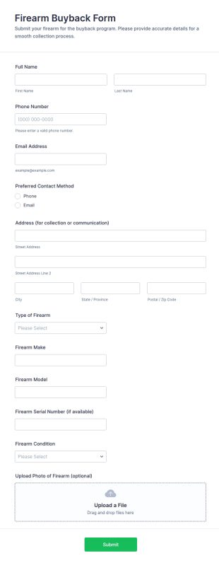 Firearm Buyback Form Template