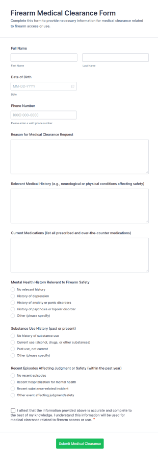 Firearm Medical Clearance Form Template