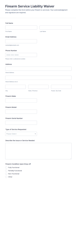 Firearm Service Liability Waiver Form Template